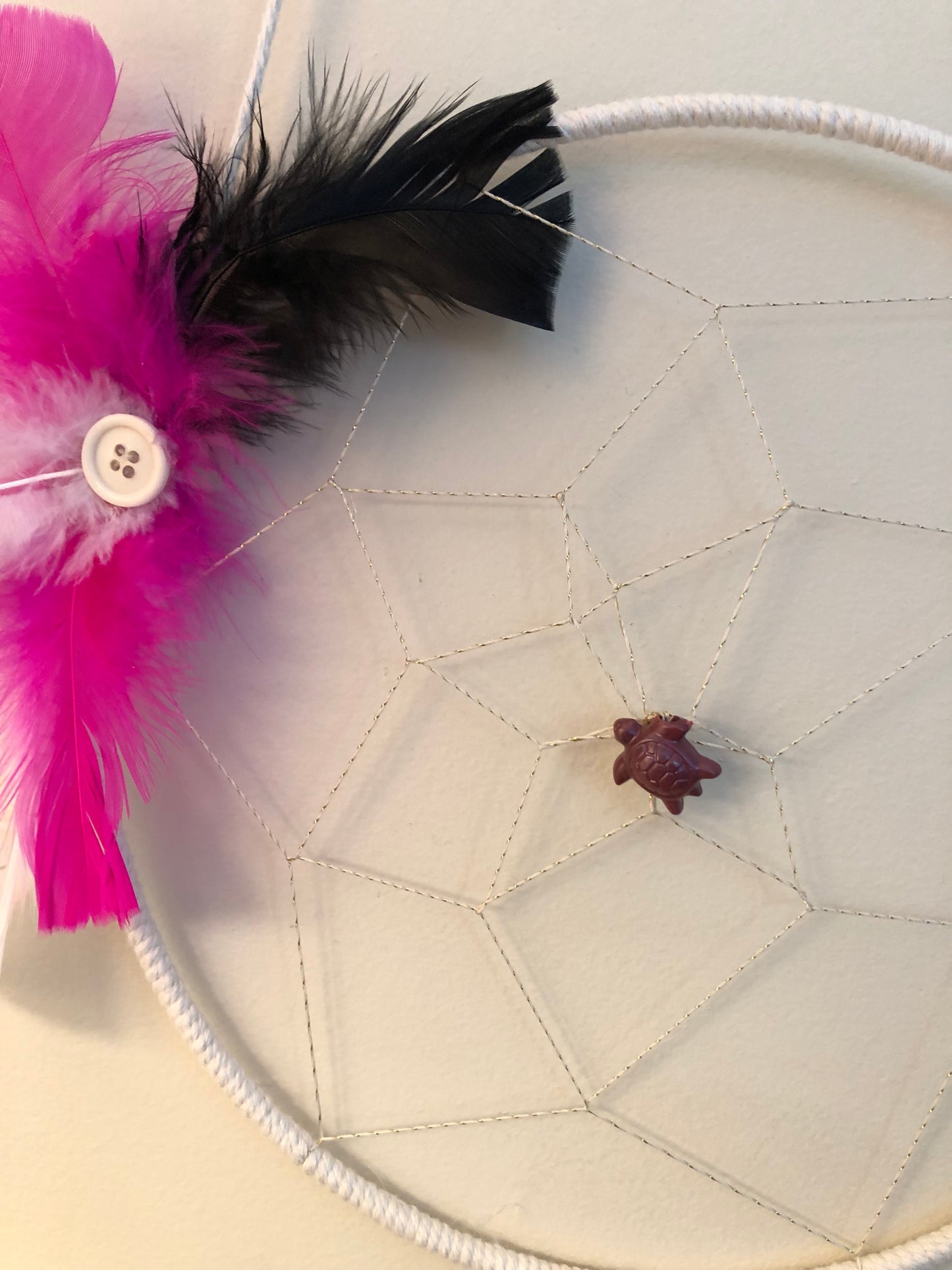 White Turtle Bead Dream Catcher