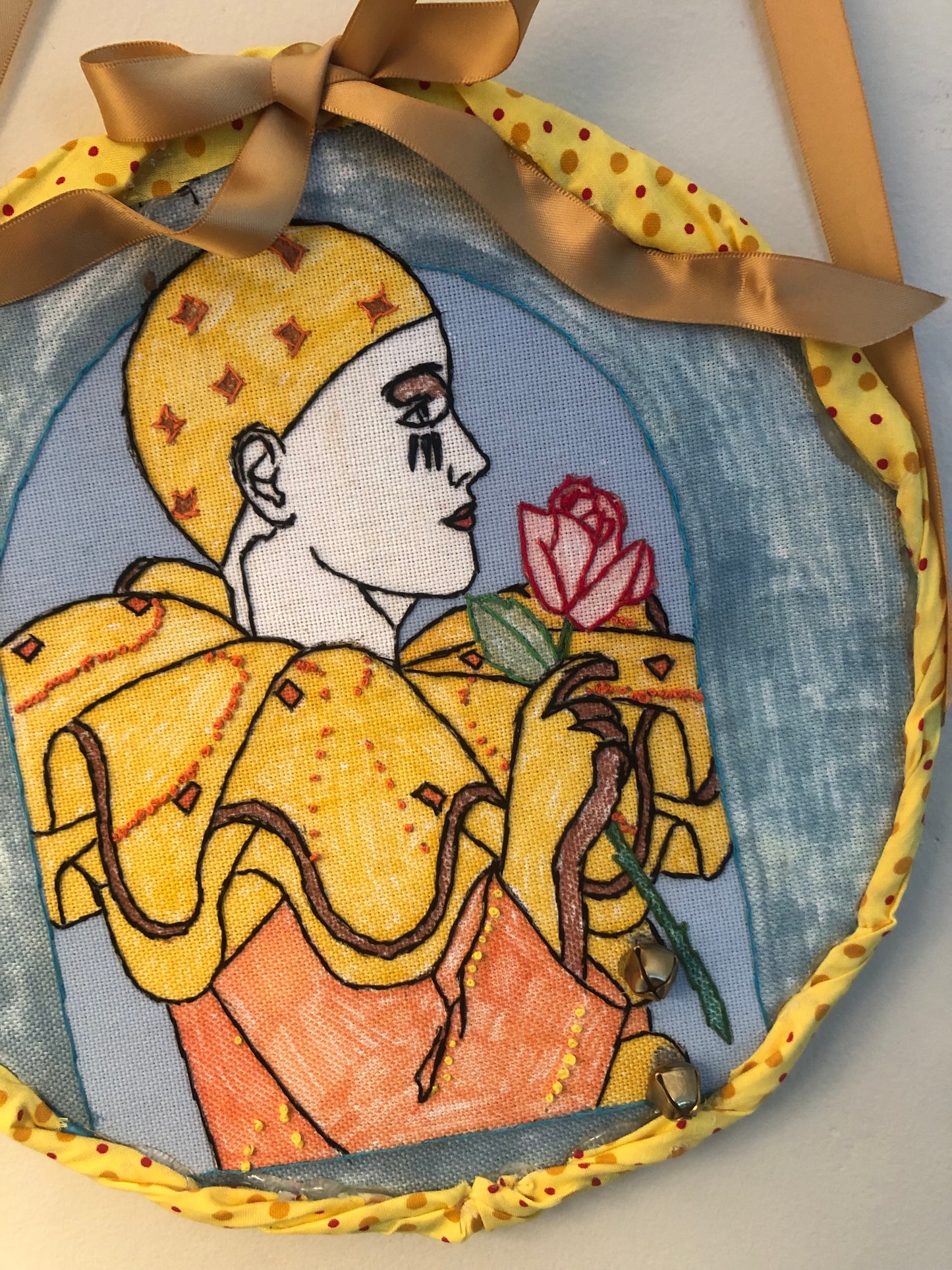 Embroidered Clown Wall Piece