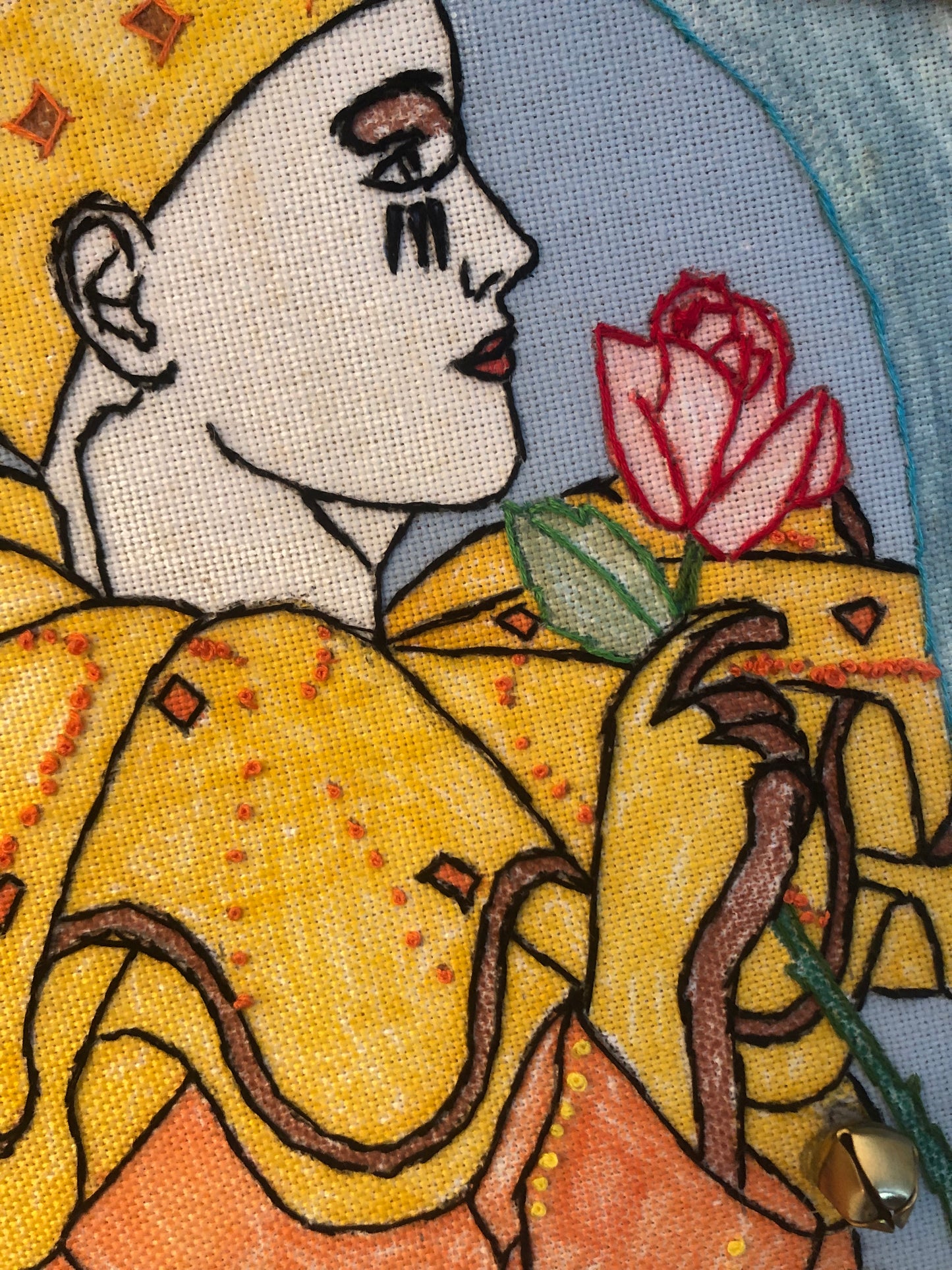 Embroidered Clown Wall Piece