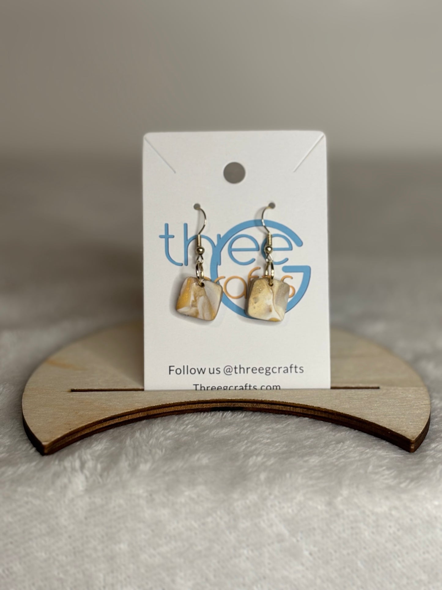 Small White Marble Clay Earrings