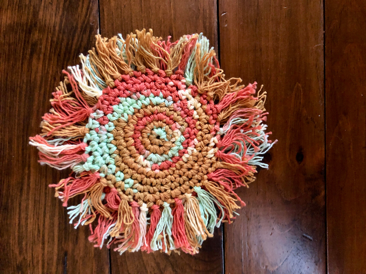 Crocheted Coaster with Fringe