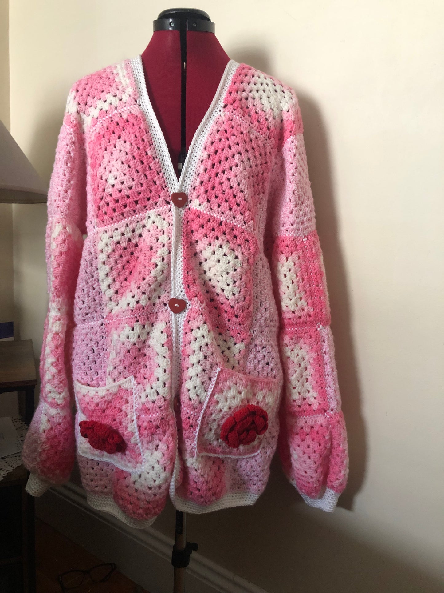 Valentines Day Granny Square Cardigan
