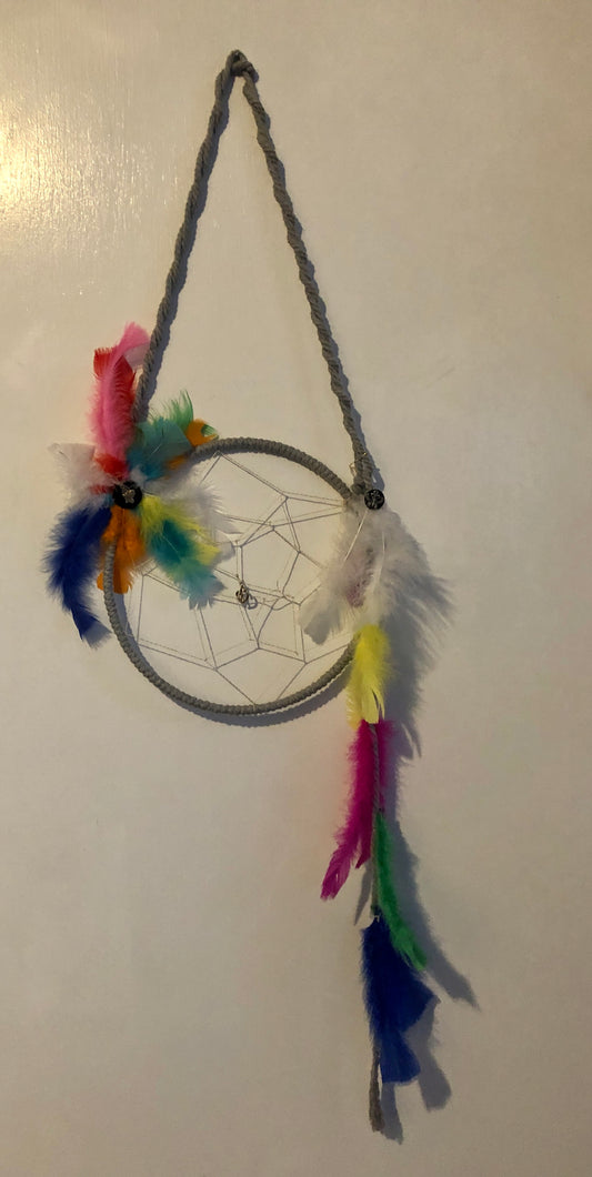 Grey and Rainbow Dreamcatcher