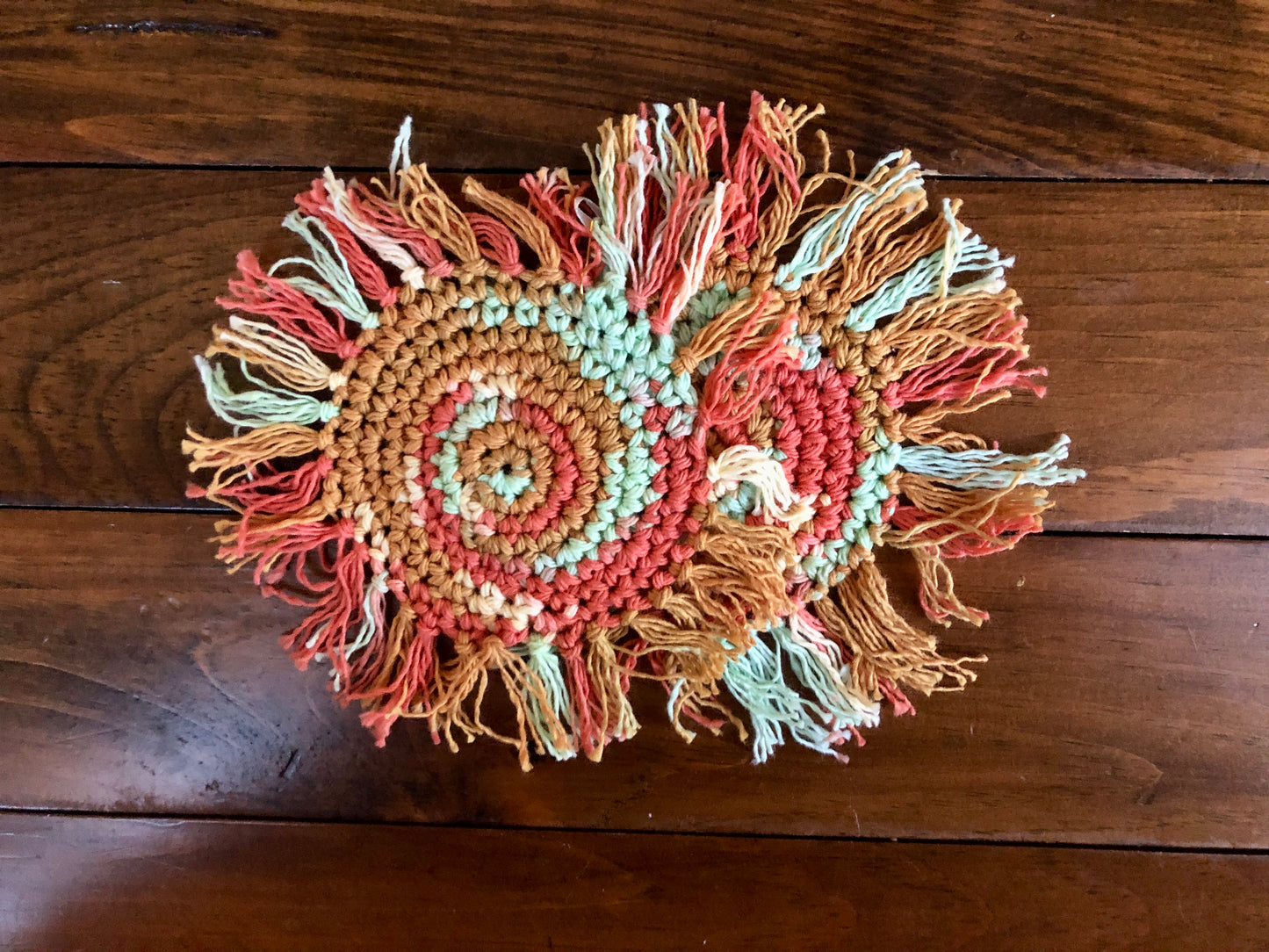 Crocheted Coaster with Fringe