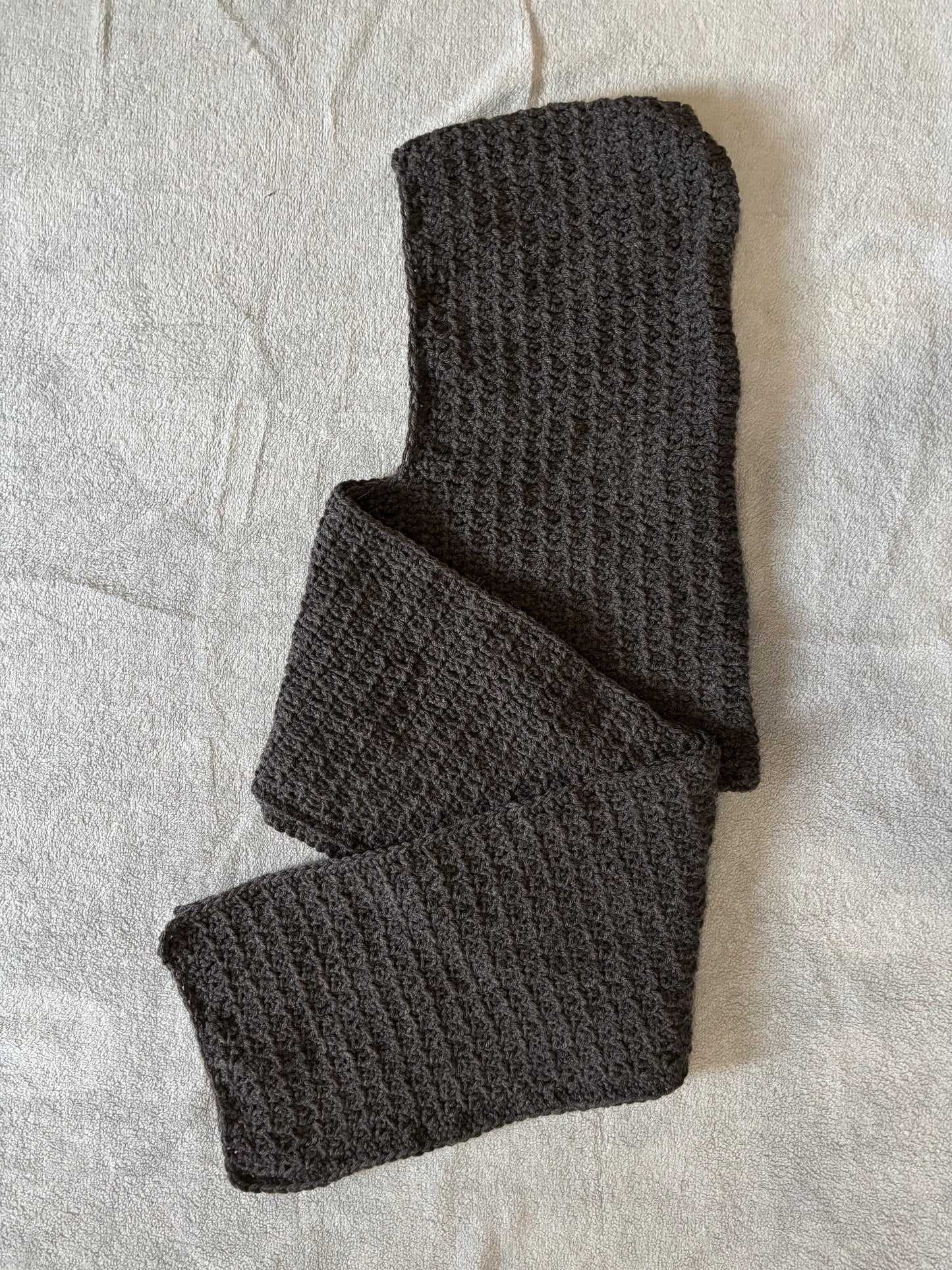 Grey Crocheted Hooded Scarf