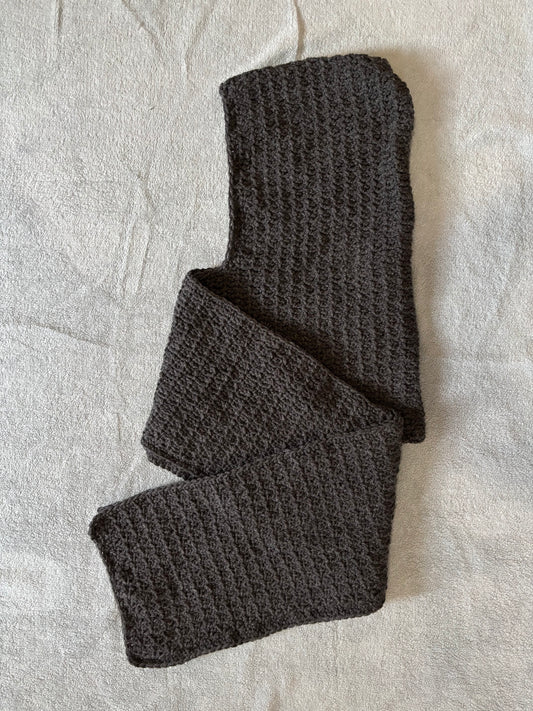 Grey Crocheted Hooded Scarf