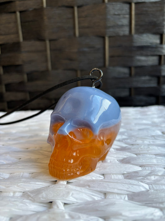Blue and Orange Resin Skiull