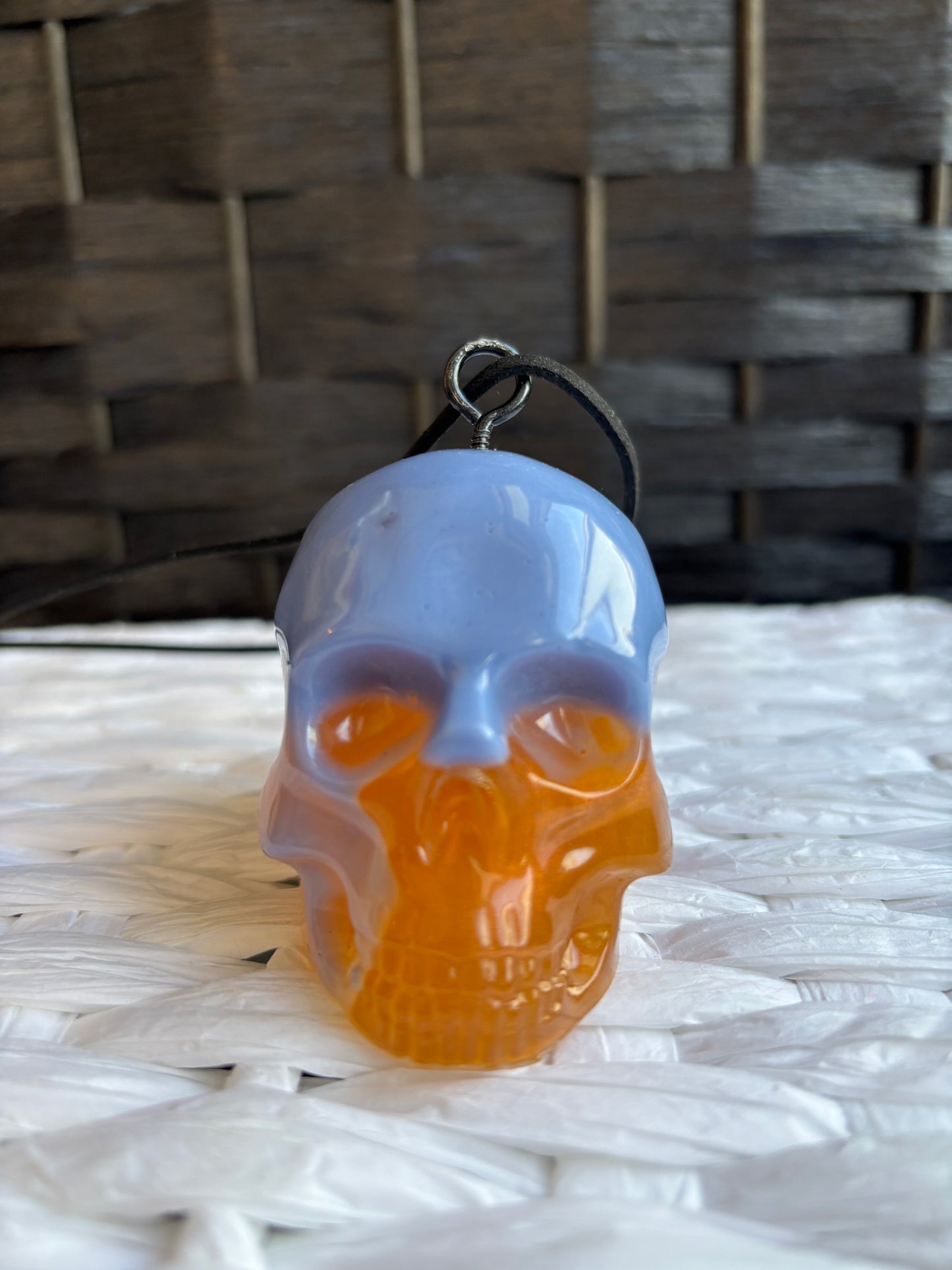 Blue and Orange Resin Skiull