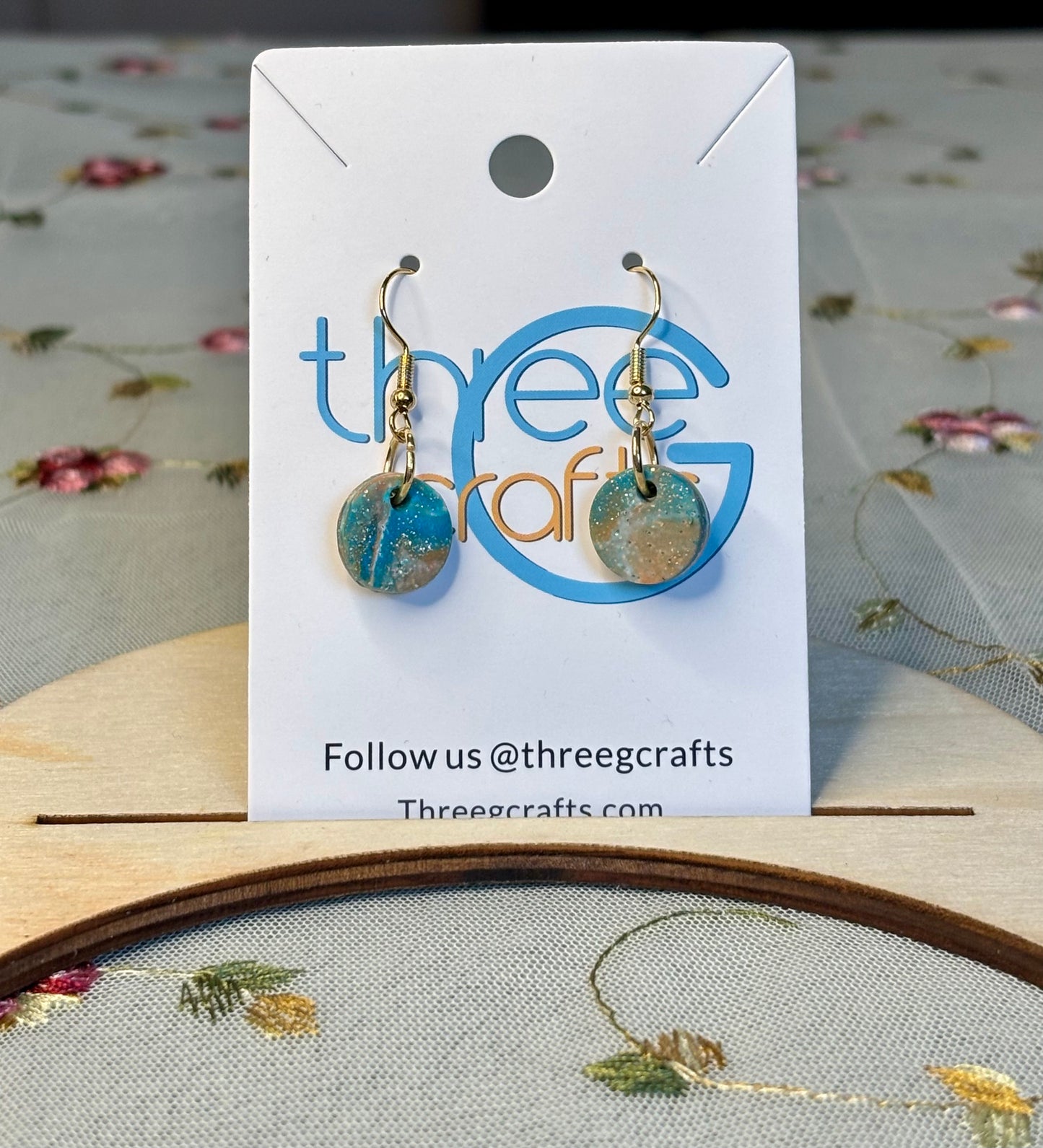 Small Ocean Marble Clay Earrings