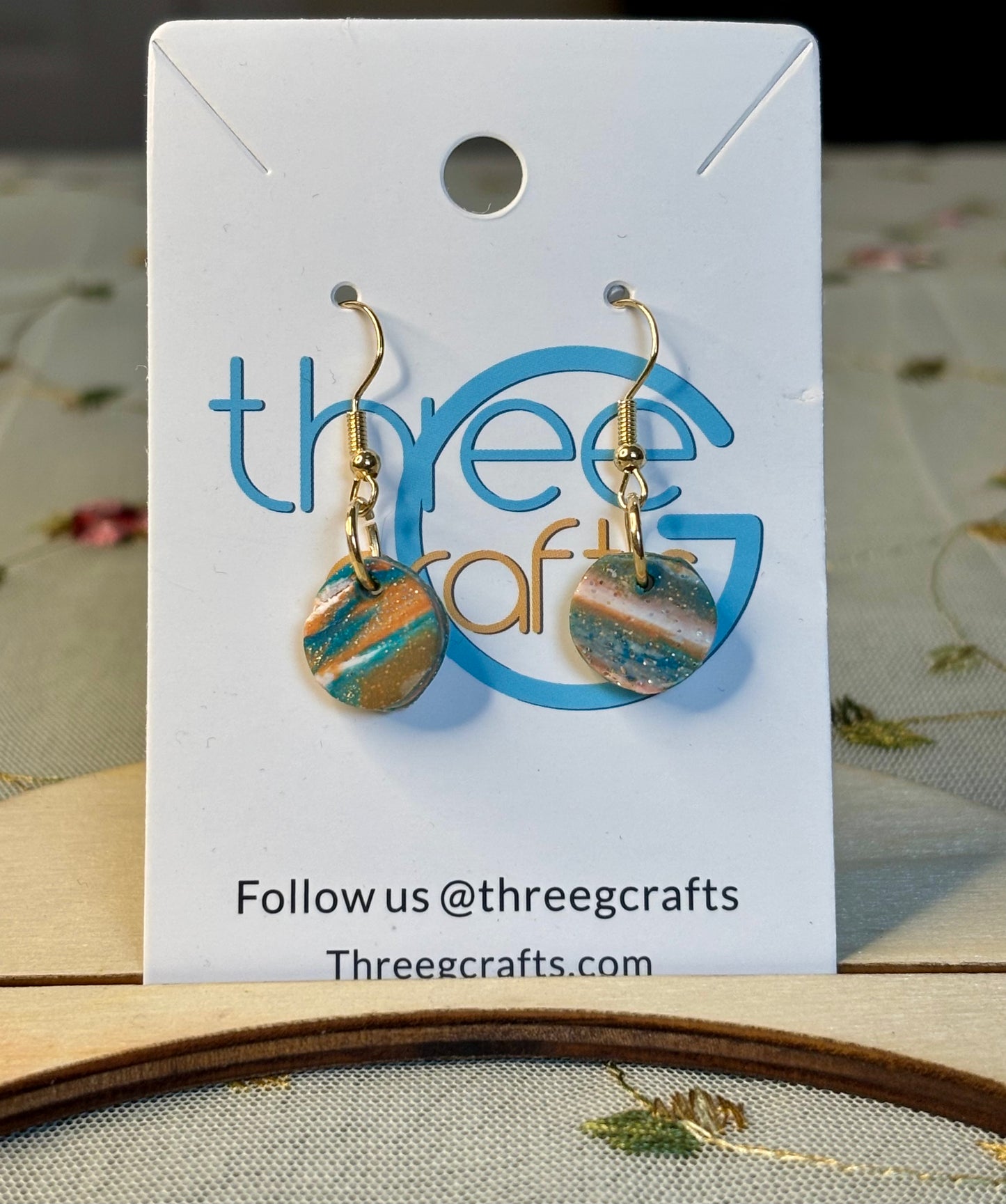 Small Ocean Marble Clay Earrings