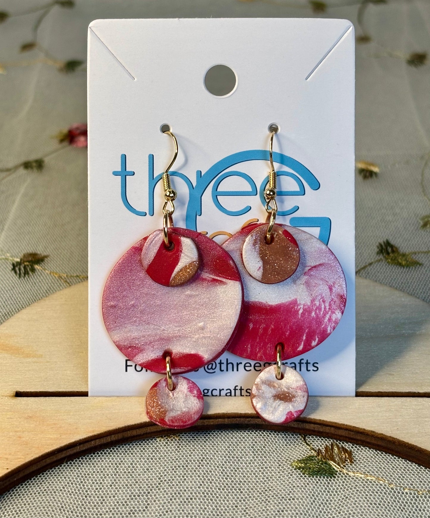 Large Red Marble Clay Earrings
