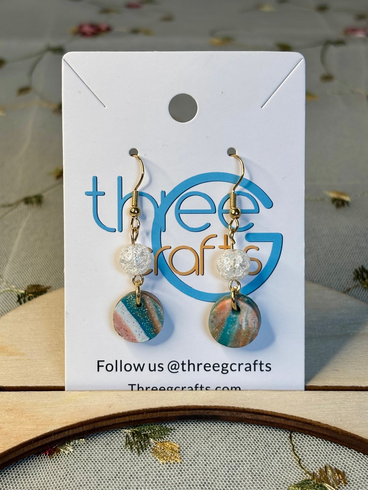 Small Ocean Marble Clay Earrings