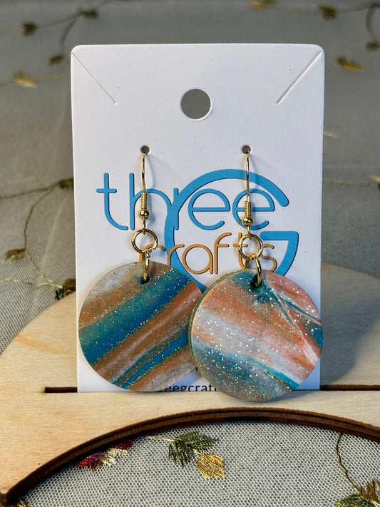 Large Ocean Marble Clay Earrings