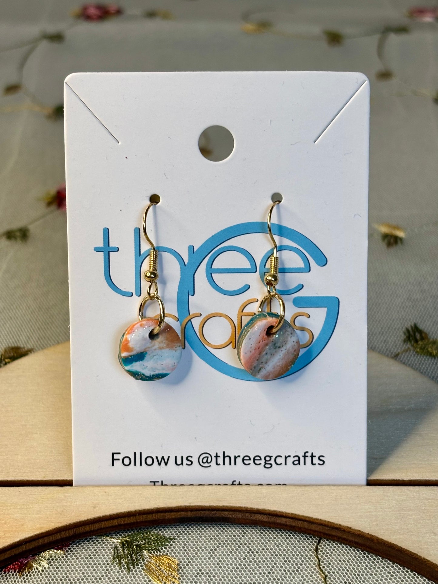 Small Ocean Marble Clay Earrings