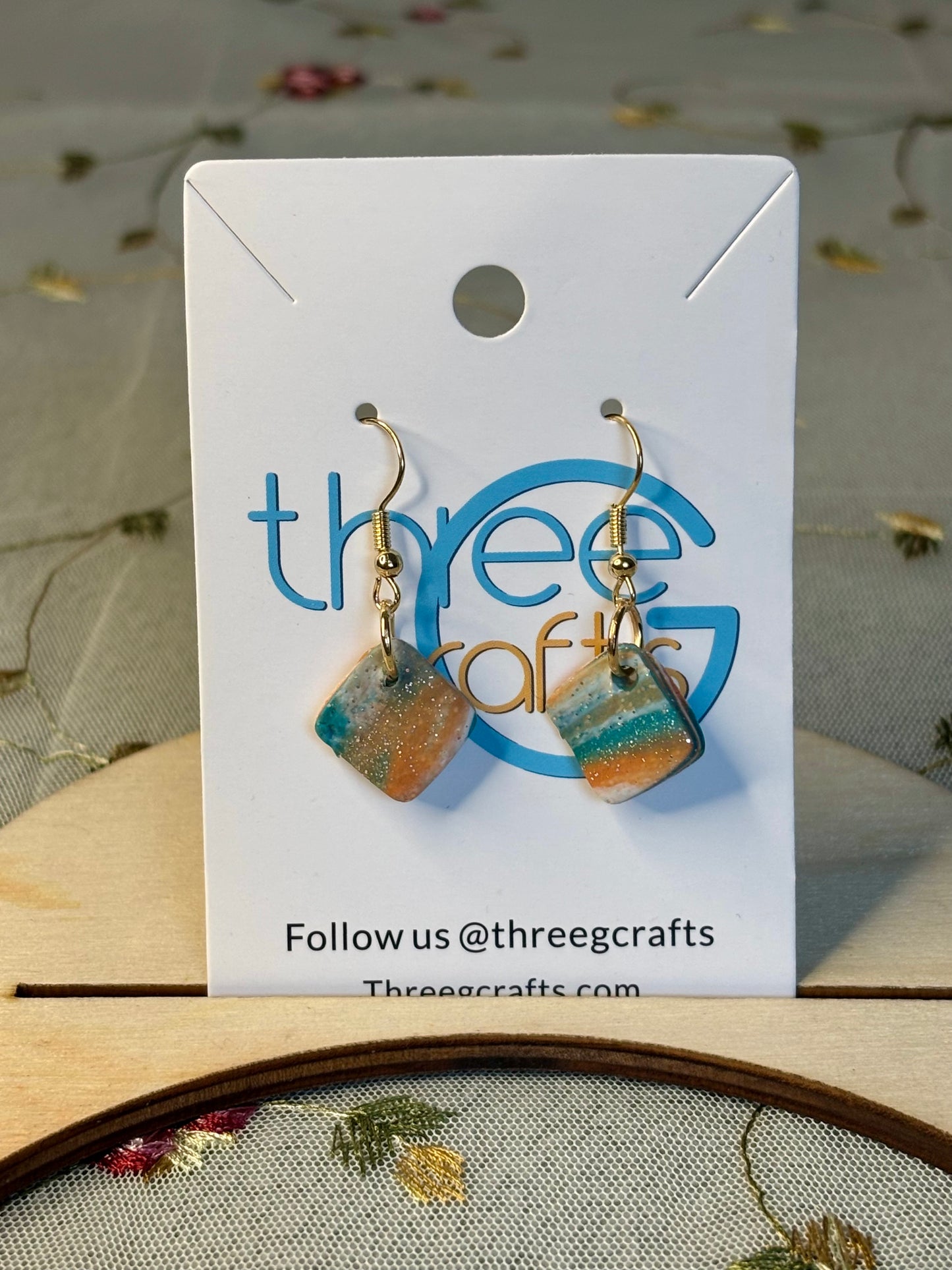 Small Ocean Marble Clay Earrings