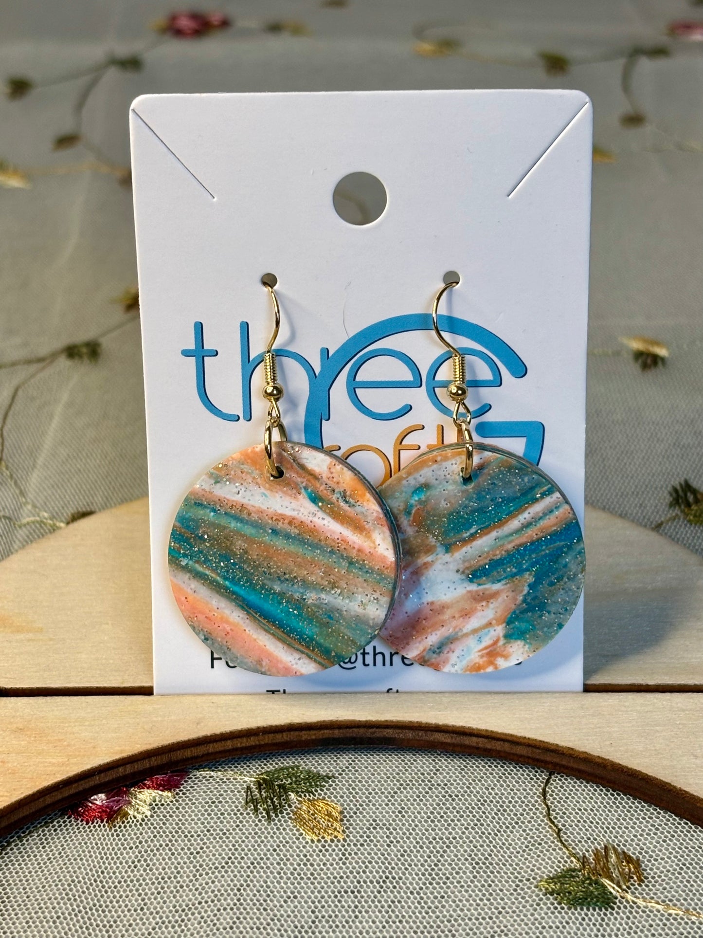 Large Ocean Marble Clay Earrings