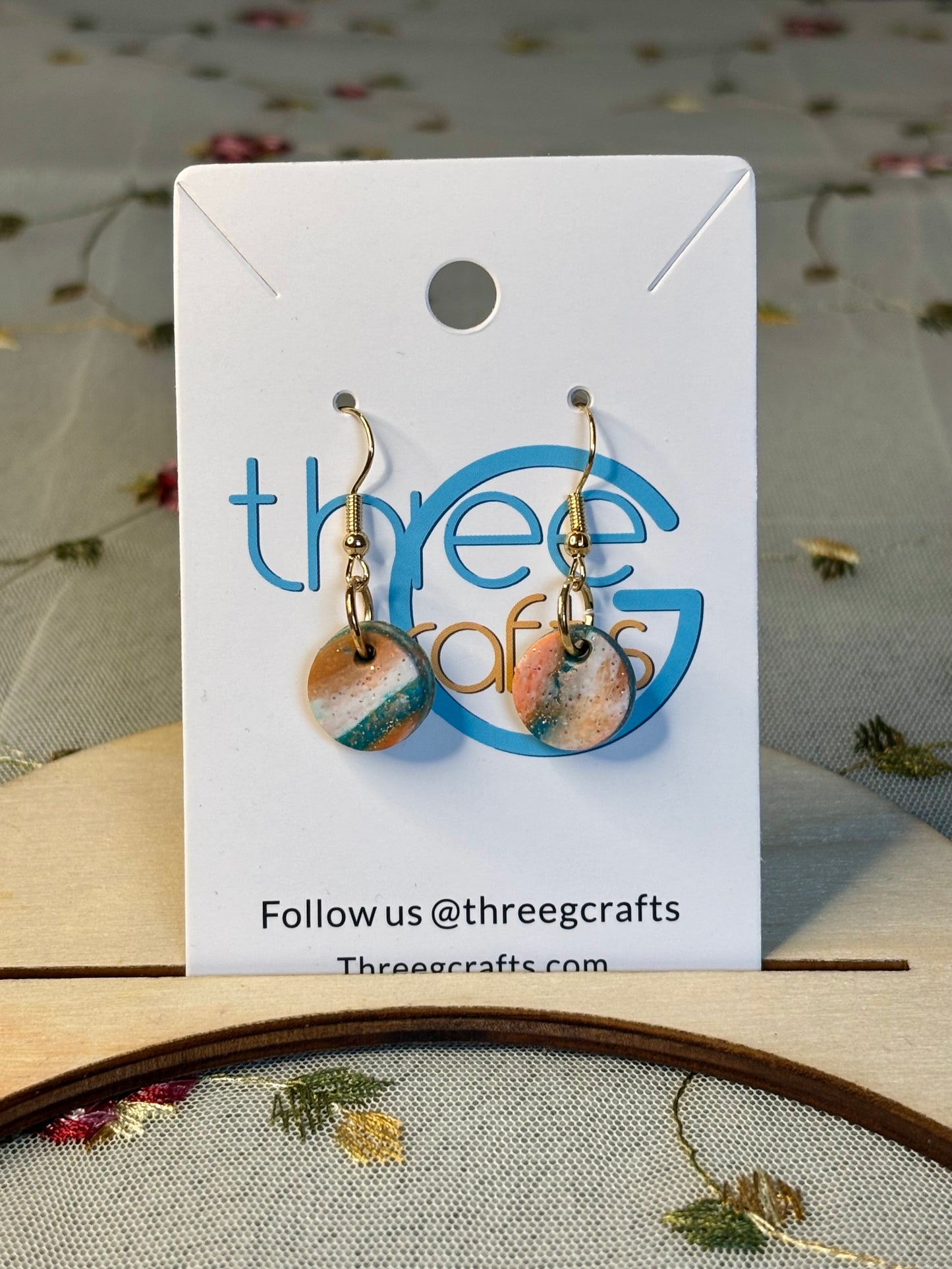 Small Ocean Marble Clay Earrings