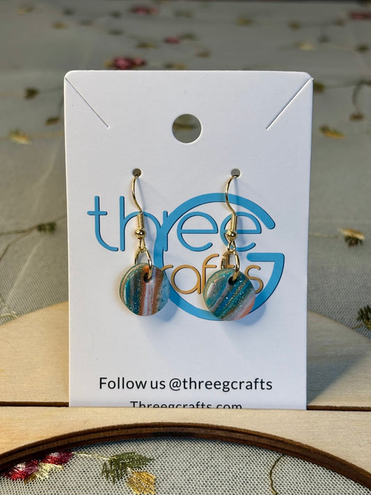 Small Ocean Marble Clay Earrings