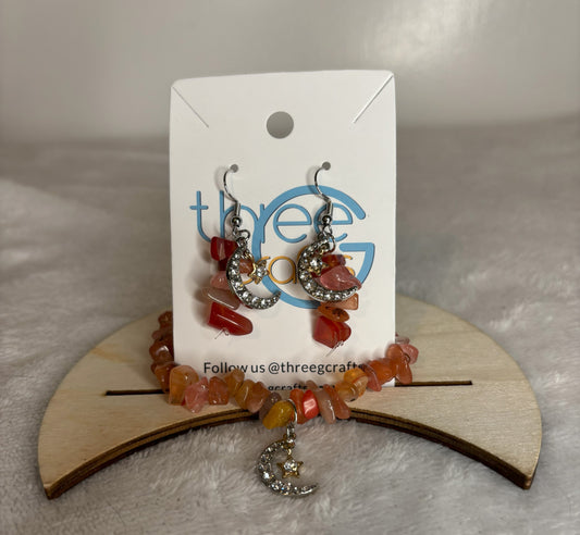 Gem Earring and Bracelet/ Necklace Set