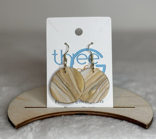 Large White Marble Clay Earrings