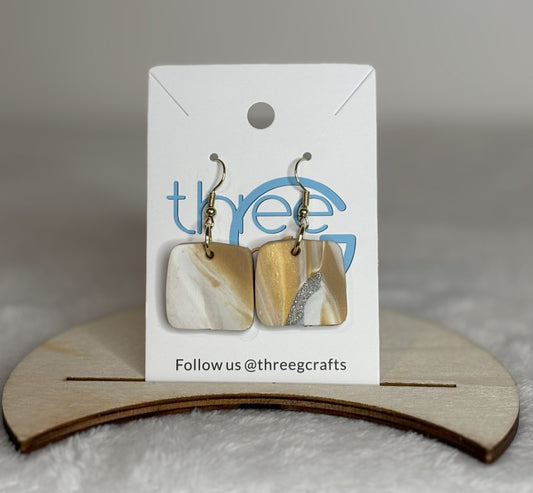 Medium White Marble Clay Earrings