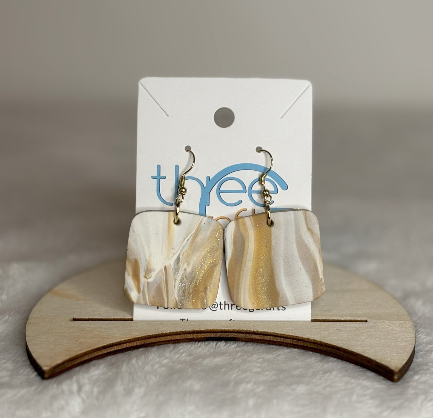 Large White Marble Clay Earrings
